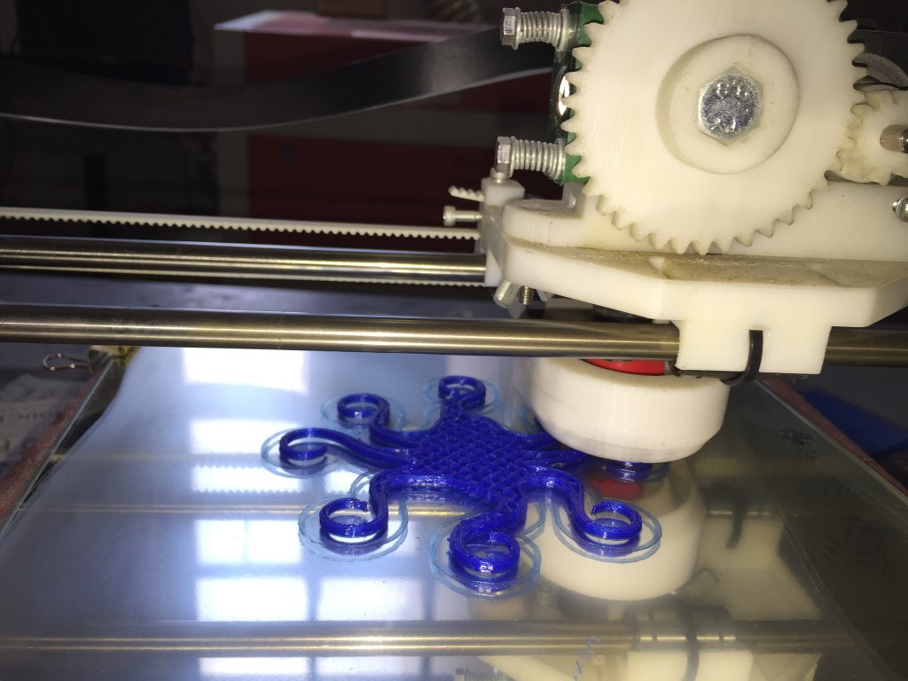 The base of the octopus as it's being printed